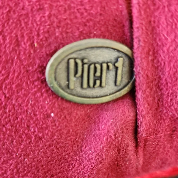 Pier 1 100% Cowhide Red Accent Pillow with Geometric Design - Picture 2 of 7